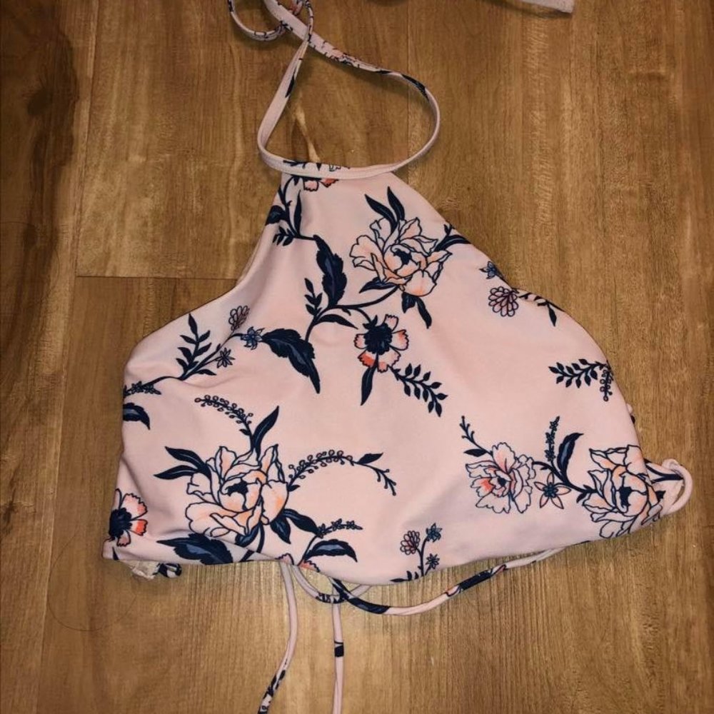 Pink Floral Bikini Top